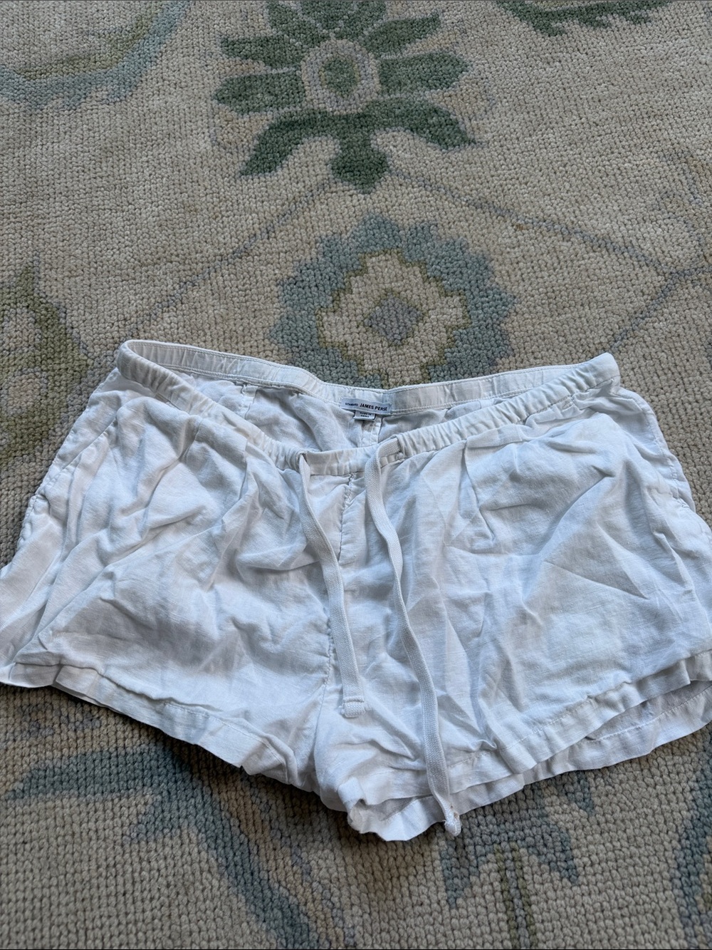 James Perse White Linen-Blend Shorts
